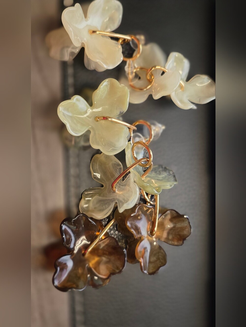 New Never Worn Adina Eden- Bundle of 3 Floral Resin Petal Drop Earrings